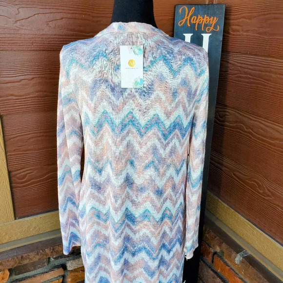 NWT Amelia James Size Medium M Pastel Chevron Duster Cardigan - Picture 11 of 12